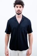 Black Linen Short-Sleeve