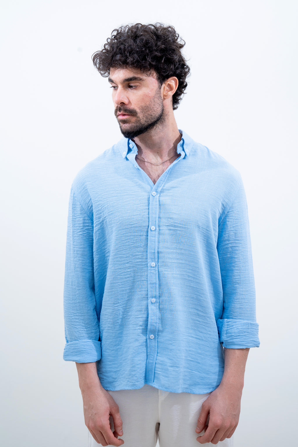Blue Linen Long-Sleeve