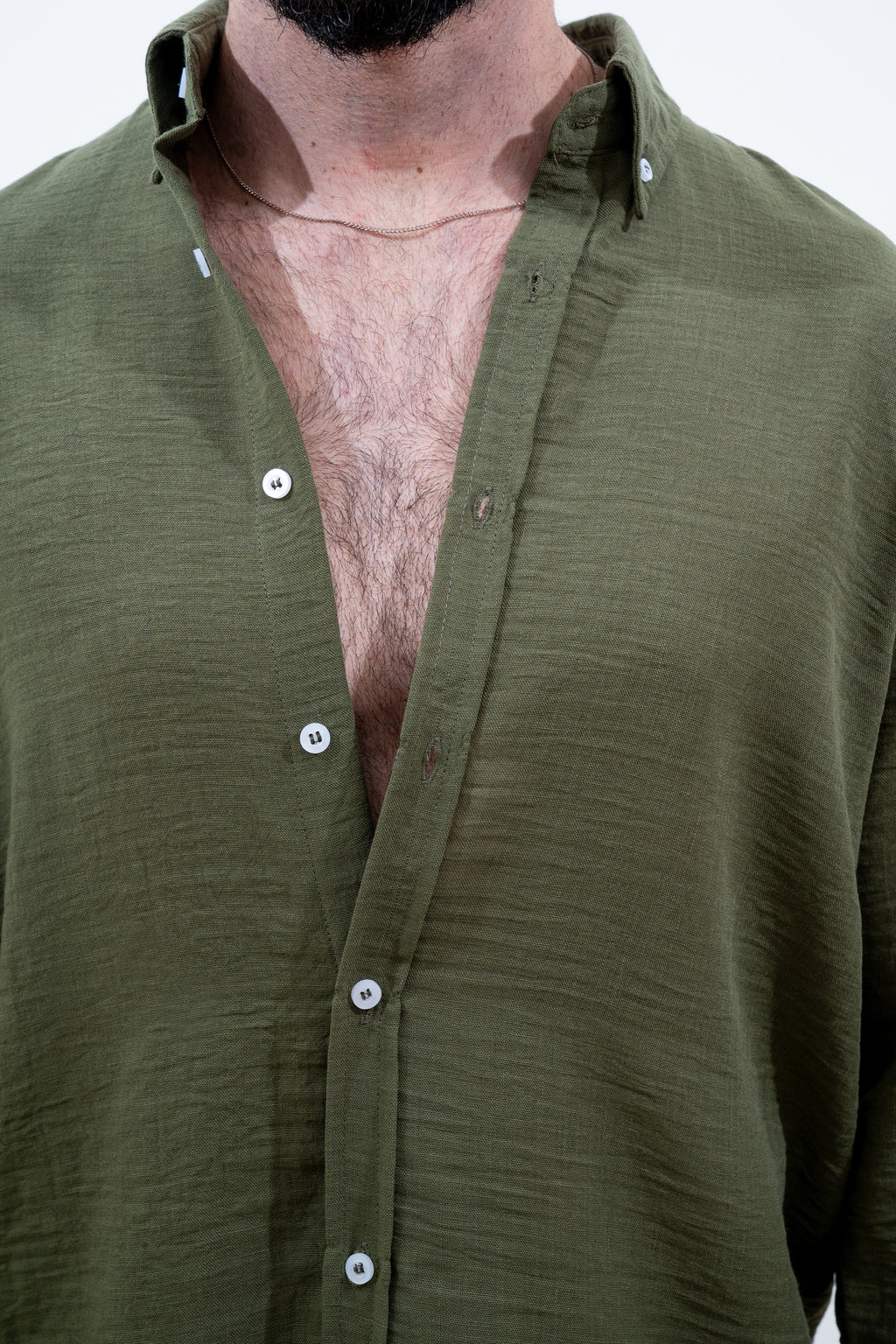 Olive Linen Long-Sleeve