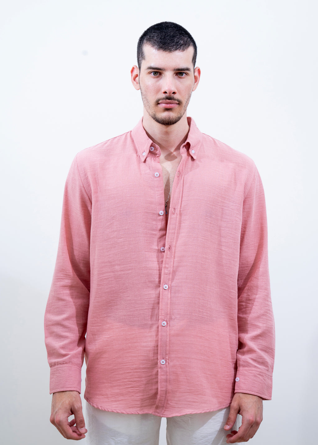Pink Linen Long-Sleeve
