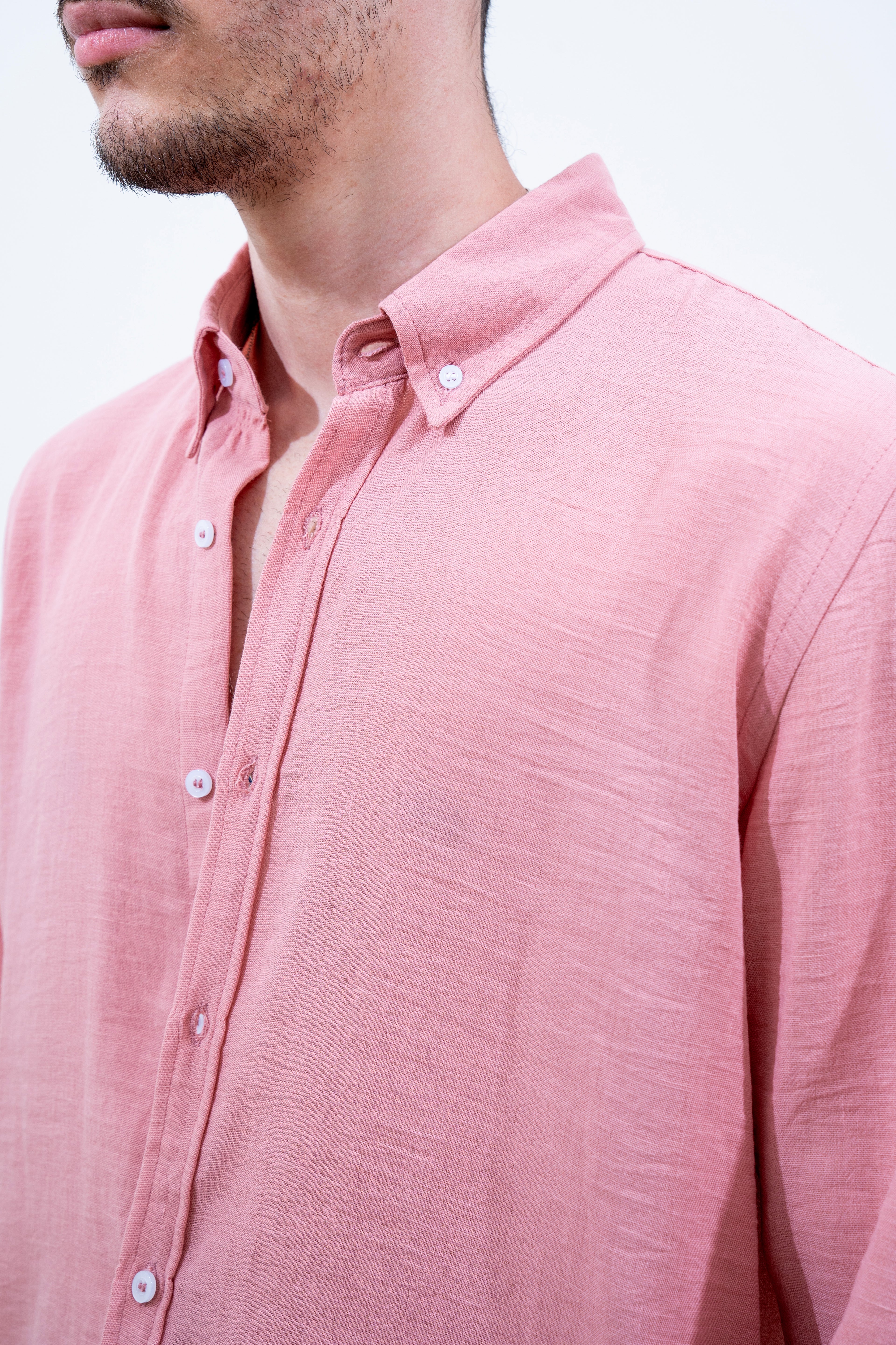 Pink Linen Long-Sleeve
